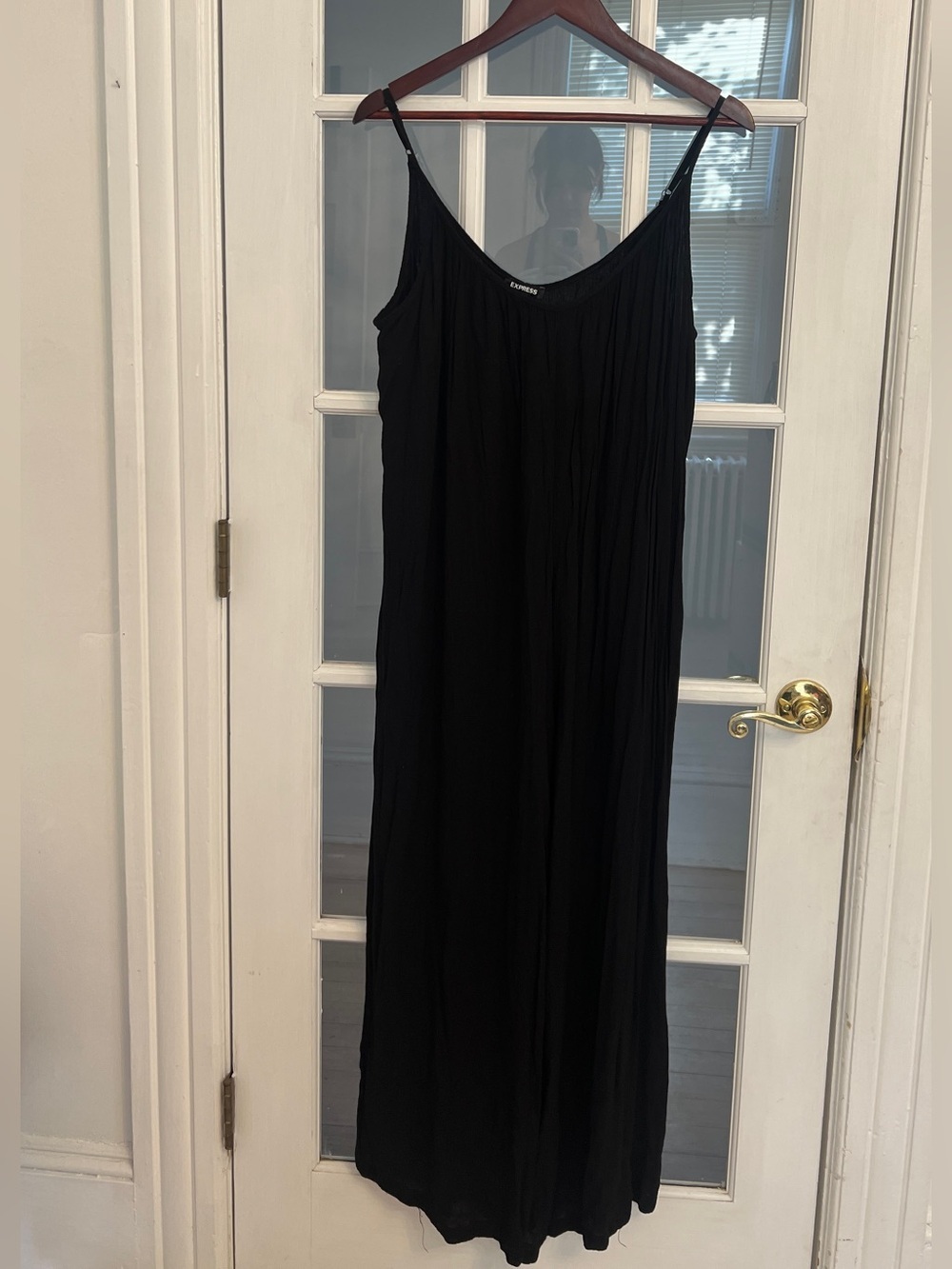 EXPRESS Women's Black Gauzey Scoop Neck Sleeveless Flowy Maxi Dress Size XL